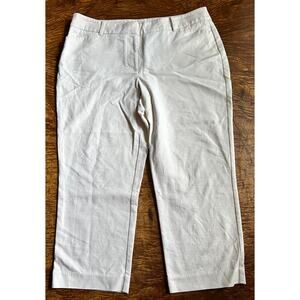 Ann Taylor wide leg crop pants - cream w/ pink hue - slash pockets - curvy sz 14